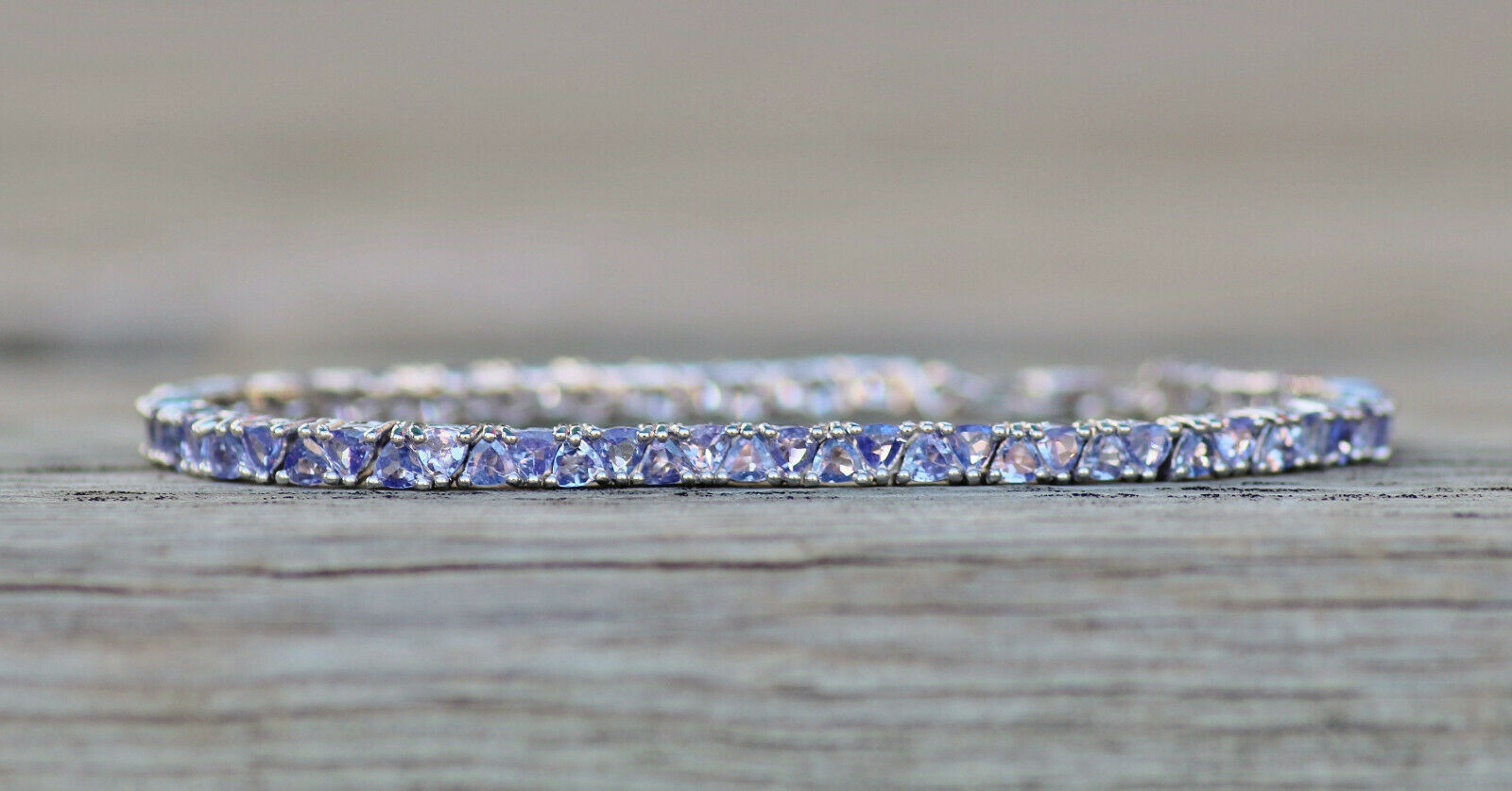 16 CT Trillion Cut Tanzanite 14k White Gold Over Tennis Link 7" Wedding Bracelet - atjewels.in