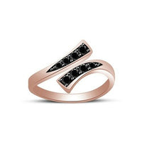 14k Rose Gold Over Round Cut Black Diamond Adjustable Bypass Women's Toe Ring - atjewels.in