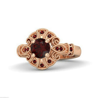 14k Rose Gold Over Round Cut Red Garnet Disney Princess Engagement Women's Ring - atjewels.in