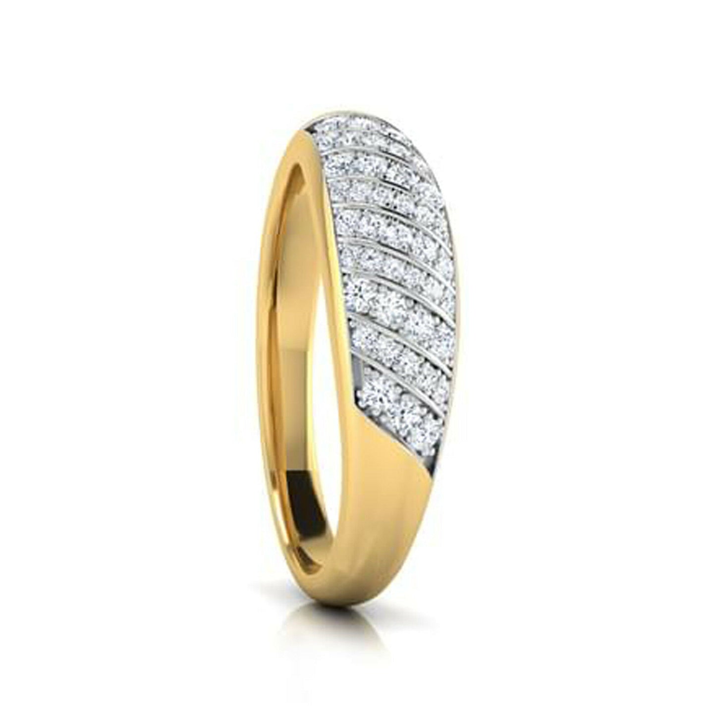 1 CT Round Cut Diamond Solid 14k Two-Tone Gold Over Engagement Band Wedding Ring - atjewels.in