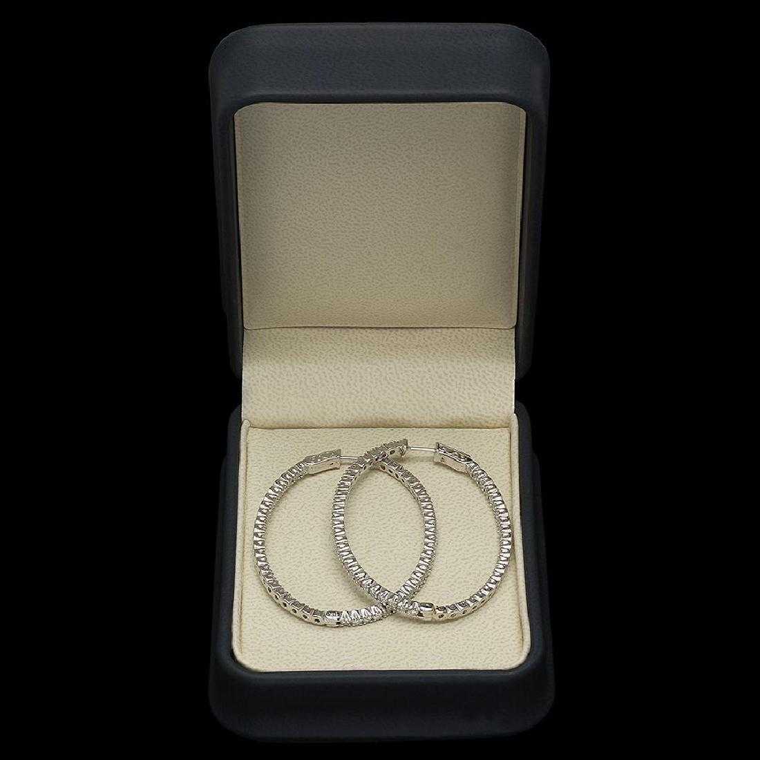 14k White Gold Over 3 CT Brilliant Round Cut Diamond Large Wedding Hoop Earrings - atjewels.in