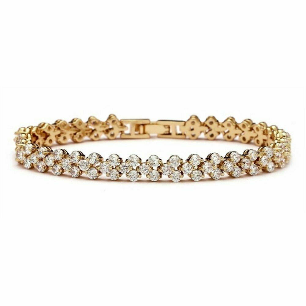 14k Yellow Gold Over 15 CT Round Cut Diamond Bridal Wedding Tennis 7" Bracelet - atjewels.in