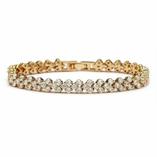 14k Yellow Gold Over 15 CT Round Cut Diamond Bridal Wedding Tennis 7" Bracelet - atjewels.in