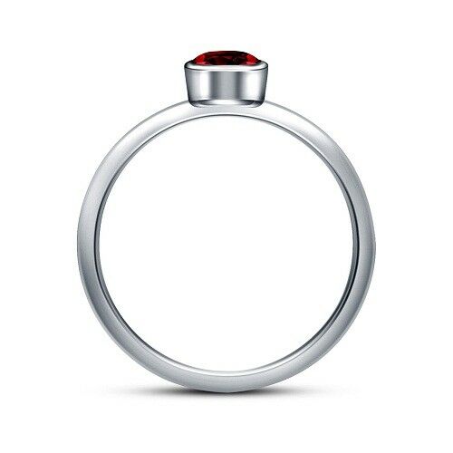 1/2 Ct Round Cut Red Garnet 14k White Gold Over Solitaire Engagement Womens Ring - atjewels.in