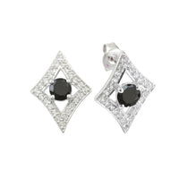 Kite Shape Jewelry Set In 925 Sterling Silver With Black & White Cubic Zircoina - atjewels.in
