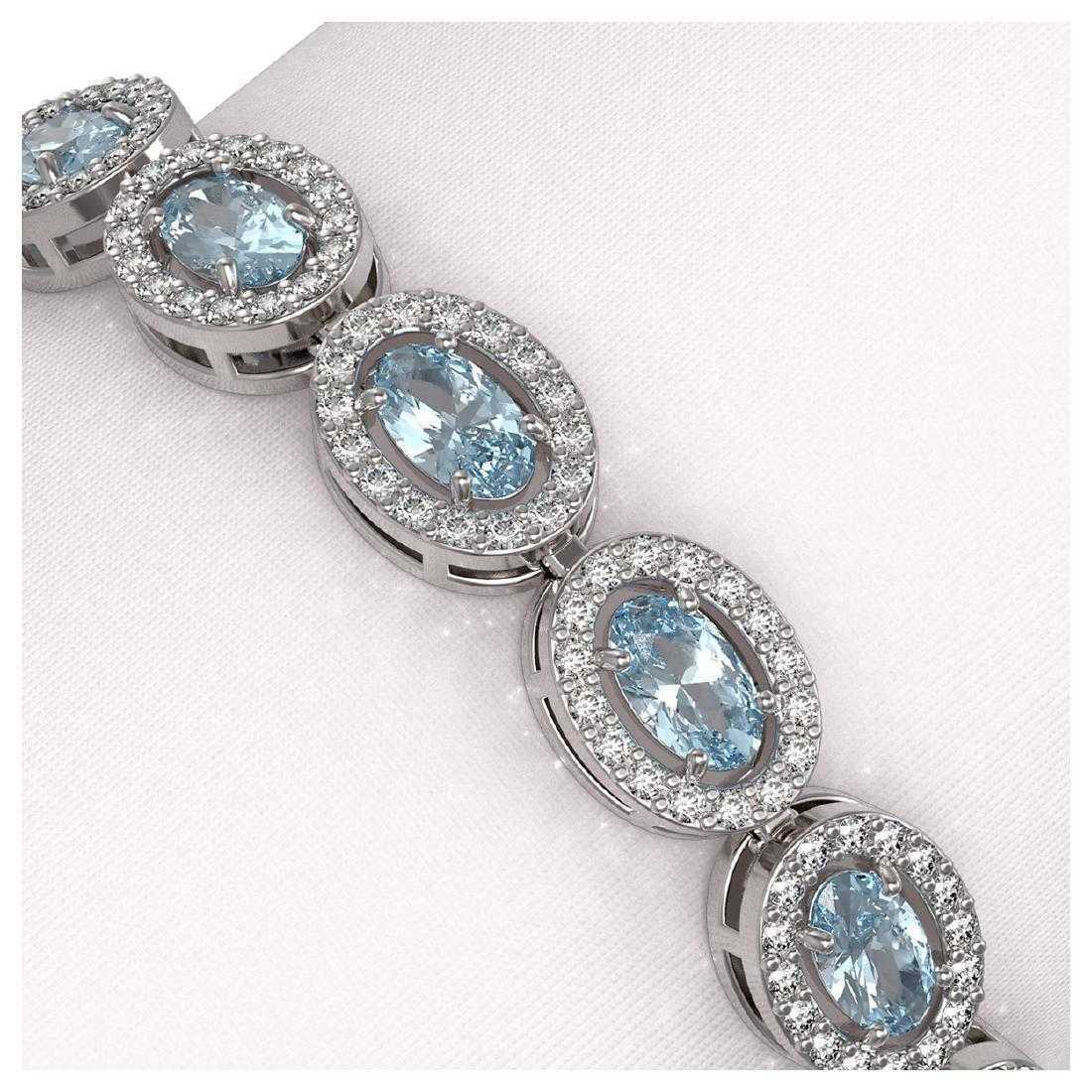 20 CT Brilliant Oval Cut Aquamarine Halo Tennis 7" Bracelet 14k White Gold Over - atjewels.in