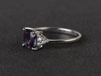 1 CT Cushion Cut Alexandrite & Diamond 14k White Gold Over Solitaire Bridal Ring - atjewels.in