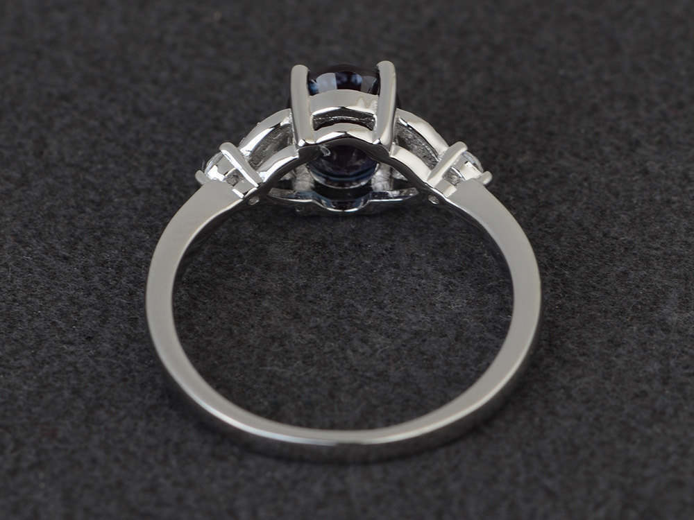 1 CT Oval Cut Alexandrite 14k White Gold Over Solitaire Diamond Engagement Ring - atjewels.in