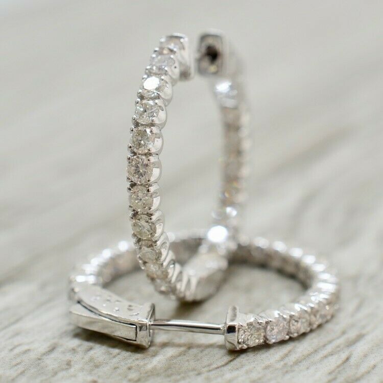 1.5 CT Brilliant Cut Diamond In-Outside Engagement Wedding Women's Hoop Earrings - atjewels.in