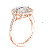 14k Rose Gold Over 2 CT Round Cut Diamond Double Halo Engagement Women's Ring - atjewels.in