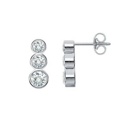 1/2 CT Bezel Set Round Cut Diamond 14k White Gold Finish Women's Stud Earrings - atjewels.in