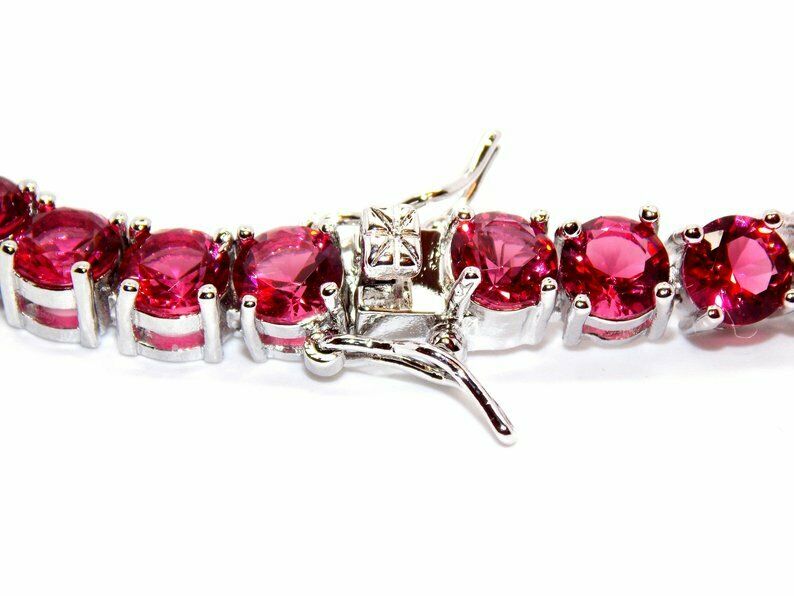 8 CT Round Cut Ruby 14K White Gold Over 7'' Engagement Tennis Bracelet - atjewels.in