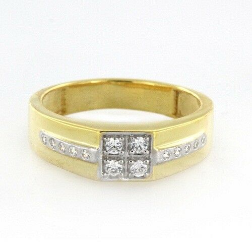 14K Two Tone Over 1.00 Ct Round Cut Diamond Engagement & Wedding Men's Band Ring - atjewels.in