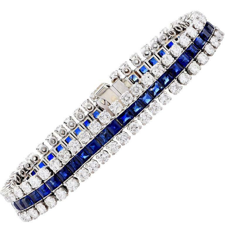 Unheated Natural Blue Sapphire Bracelet Jewelry Ceylon Sapphire Tennis  Bracelet Untreated Blue Sapphire Anniversary Bracelet 14K Women - Etsy