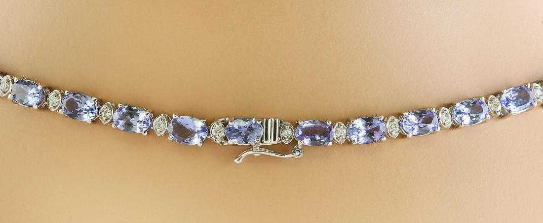 30CT Oval Cut Tanzanite 14k White Gold Over Diamond Halo Drop Tennis18" Necklace - atjewels.in