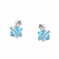14k White Gold Over 925 Sterling Round Aquamarine Criss Cross Womens Jewelry Set - atjewels.in