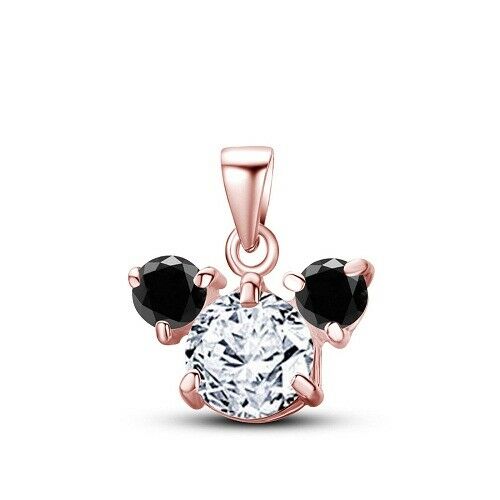 Women's14k Rose Gold Over Round Cut  White & Black Diamond Three Stone Pendant - atjewels.in