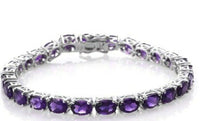 10 CT Oval Cut Amethyst 14k White Gold Over Engagement Womens 8" Tennis Bracelet - atjewels.in