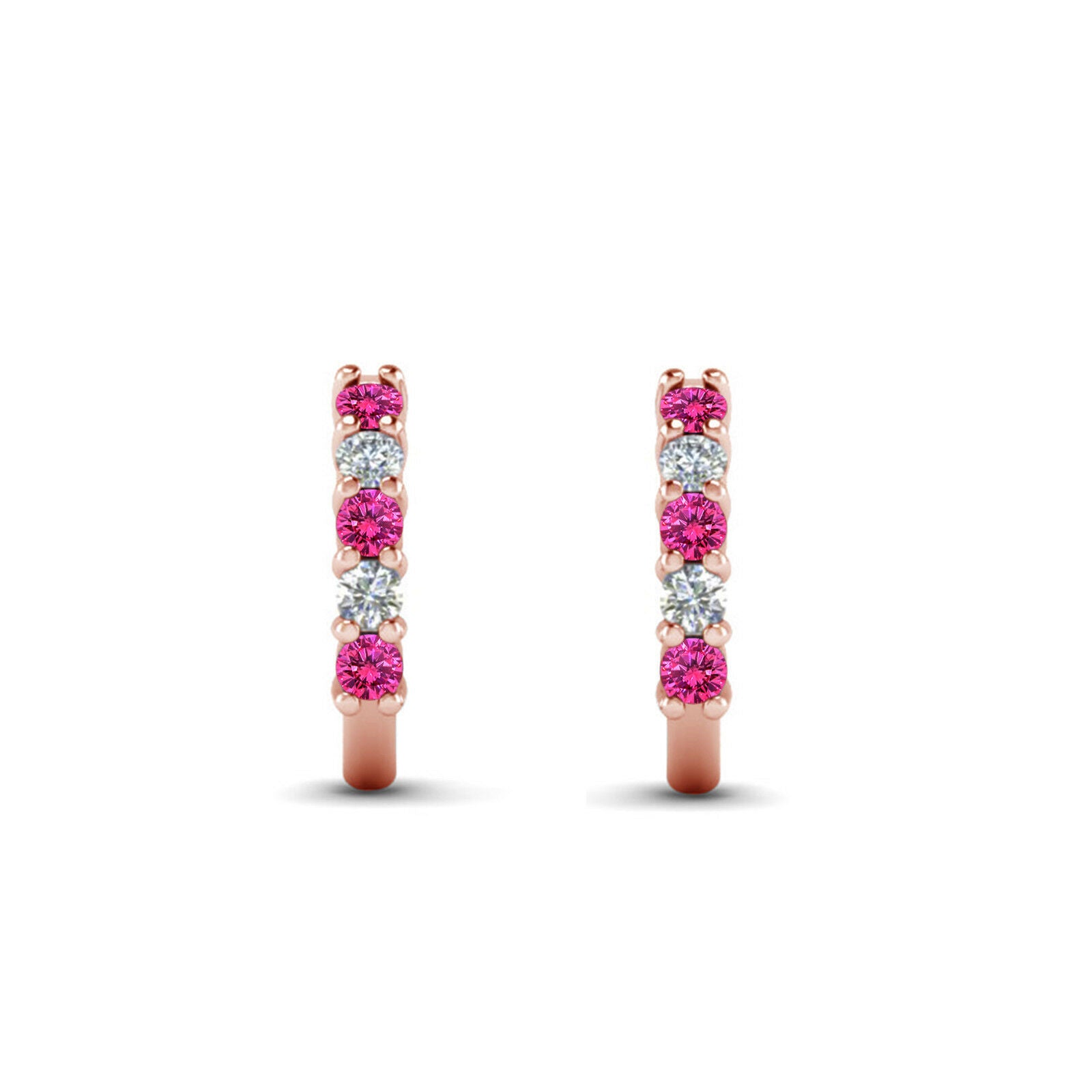1 Ct Round Cut Sapphire 14k Rose Gold Over Diamond Engagement Stud Earrings - atjewels.in