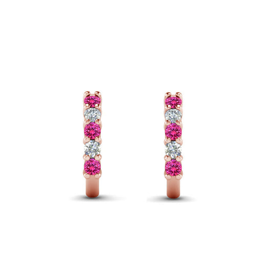 1 Ct Round Cut Sapphire 14k Rose Gold Over Diamond Engagement Stud Earrings - atjewels.in