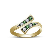 14k Yellow Gold FN Round Cut Emerald Diamond Adjustable Bypass Women's Toe Ring - atjewels.in