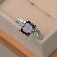 2 CT Emerald Cut Alexandrite 14k White Gold Over Diamond Wedding Bridal Ring Set - atjewels.in