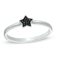 Adorable Round Cut Black Cubic Zirconia 925 Sterling Silver Star Ring For Womens - atjewels.in