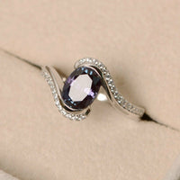 14k Solid White Gold Over 2CT Oval Cut Alexandrite Diamond Solitaire Bypass Ring - atjewels.in