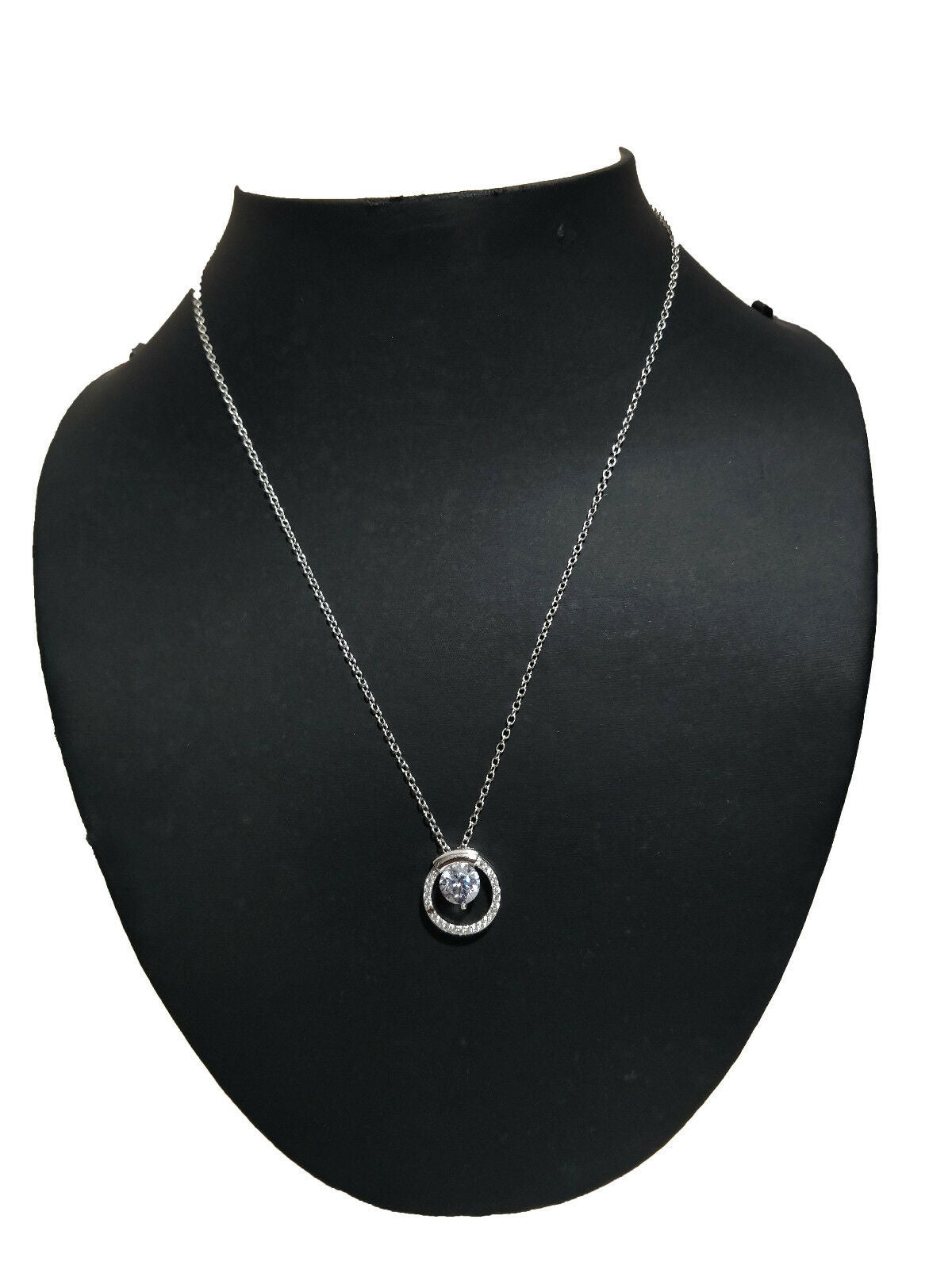 14k White Gold Over Round Cut Diamond Halo Pendant 16" Chain Necklace For Womens - atjewels.in