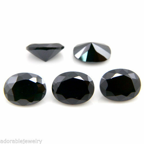 Oval Cut 5X7MM VVS Quality Black Cubic Zirconia Loose Stones 10pcs Wholesale Lot - atjewels.in