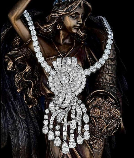 14k White Gold Over 85CT Round Baguette Pear Diamond Tennis Wedding 18" Necklace - atjewels.in