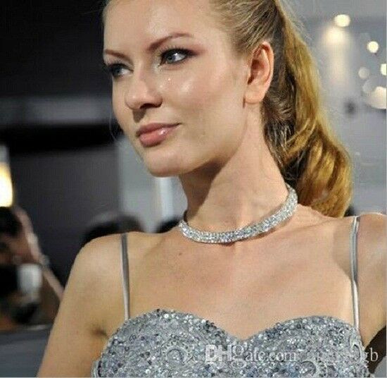 75 CT Round Cut Diamond Solid 14k White Gold Over Collar Wedding Womens Necklace - atjewels.in