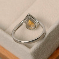 1 CT Pear Cut Citrine & Diamond 14k White Gold Over Halo Engagement Womens Ring - atjewels.in