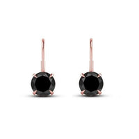 14k Rose Gold Over Round Cut Black Diamond Women's Engagement Dangle Earrings - atjewels.in