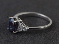 1 CT Oval Cut Alexandrite 14k White Gold Over Solitaire Diamond Engagement Ring - atjewels.in