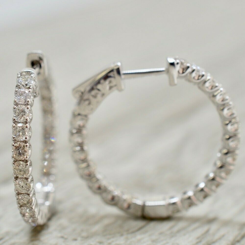 1.5 CT Brilliant Cut Diamond In-Outside Engagement Wedding Women's Hoop Earrings - atjewels.in