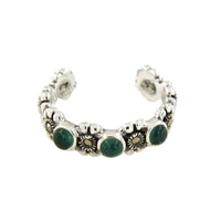 14k White Gold Over Green Onyx & Marcasite Flower Women's  Adjustable Toe Ring - atjewels.in