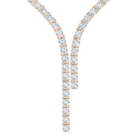 25 CT Brilliant Round Cut Diamond 14k Rose Gold Over Tassel Tennis 18" Necklace - atjewels.in