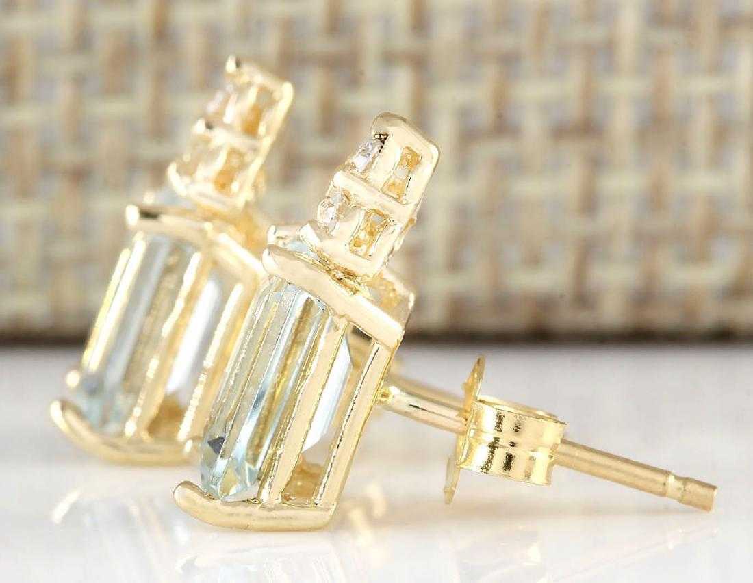 2 CT Emerald Cut Aquamarine 14k Yellow Gold Over Solitaire Diamond Stud Earrings - atjewels.in