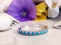 1/2 CT Round Cut Turquoise 14k White Gold Over Half Eternity Wedding Band Ring - atjewels.in