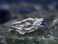 1 CT Round Cut Blue Tanzanite 14k Solid White Gold Over Diamond Wedding Ring Set - atjewels.in