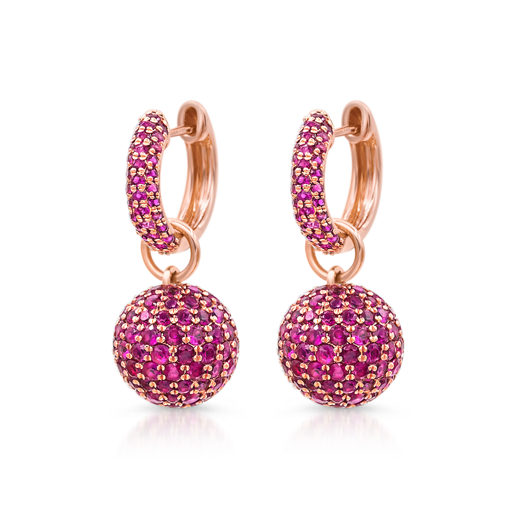 14k Rose Gold Over 4 CT Round Cut Red Ruby Circle Hoop Drop Wedding Earrings - atjewels.in