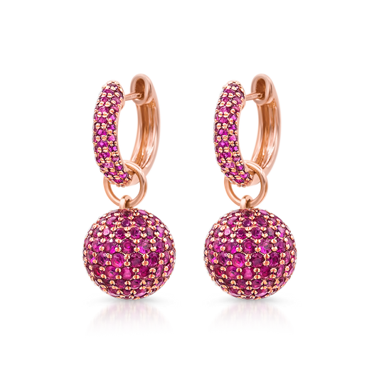14k Rose Gold Over 4 CT Round Cut Red Ruby Circle Hoop Drop Wedding Earrings - atjewels.in