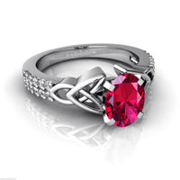 Oval Cut Pink Sapphire 14k White Gold Over Diamond Solitaire Engagement Ring - atjewels.in