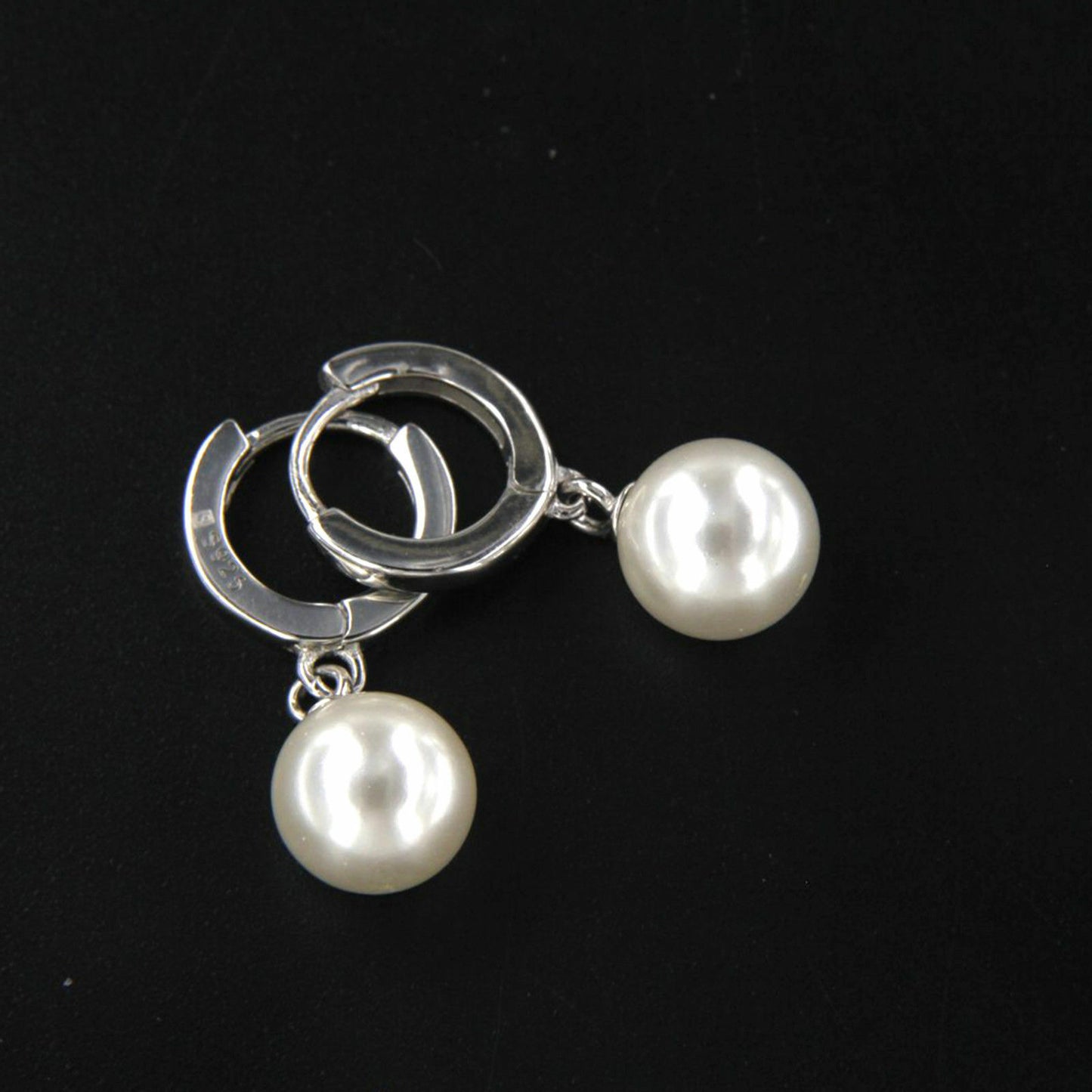 Simple Attractive .925 Sterling Silver White Pearl Hoop with Dangle Earrings - atjewels.in