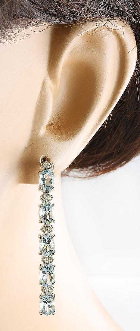 4 CT Oval Cut Aquamarine 14k White Gold Over Diamond Single Row Drop Earrings - atjewels.in