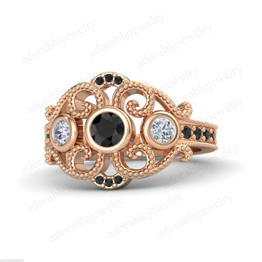 1 Ct Round Cut Diamond 14K Rose Gold Over Solitaire Halo Engagement Wedding Ring - atjewels.in