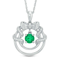 925 Sterling Silver Round Cut Green Emerlad Bow W/Round Pendant - atjewels.in
