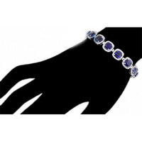 30 CT Cushion Cut Sapphire 14k White Gold Over Diamond Halo Tennis 7" Bracelet - atjewels.in