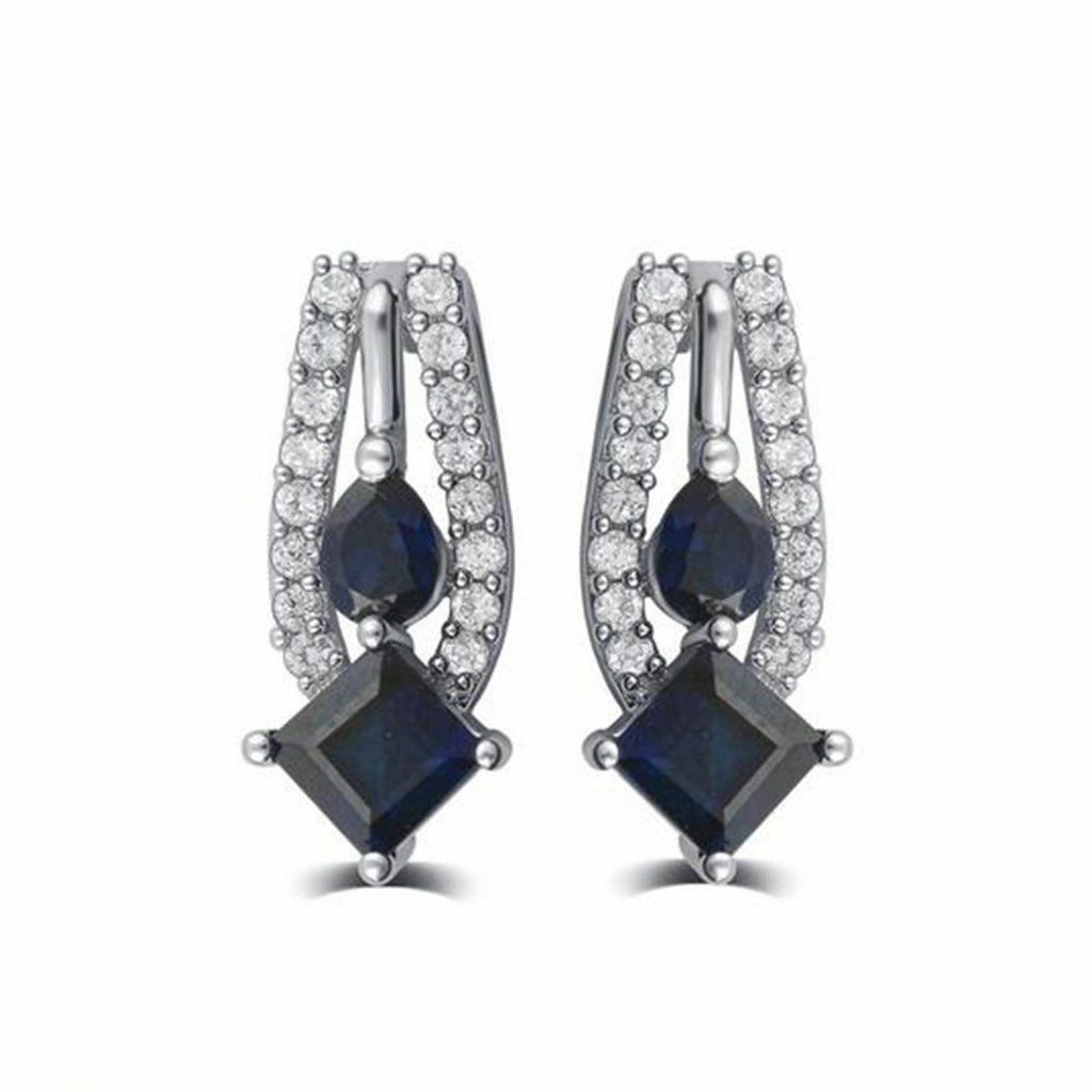 925 Sterling Silver Blue Sapphire & White CZ Pendant Earring Ring Jewelry Set - atjewels.in